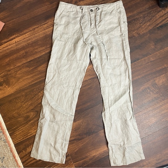 Cynthia Rowley Linen boho Prarie roll tab ankle pants - Picture 1 of 8
